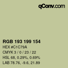 颜色代码: RGB 193 199 154 | qconv.com