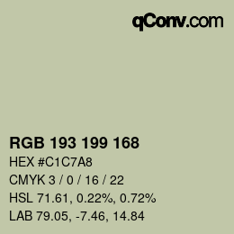 Color code: RGB 193 199 168 | qconv.com