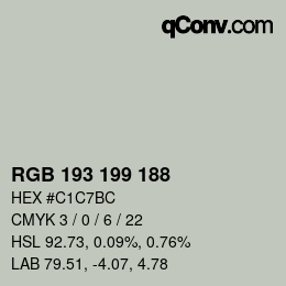 颜色代码: RGB 193 199 188 | qconv.com