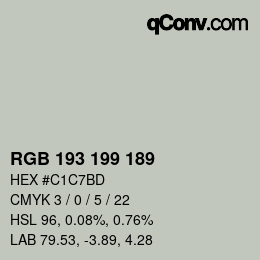 Código de color: RGB 193 199 189 | qconv.com