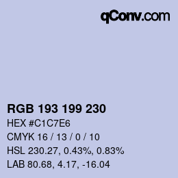 Color code: RGB 193 199 230 | qconv.com