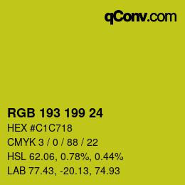 カラーコード: RGB 193 199 24 | qconv.com