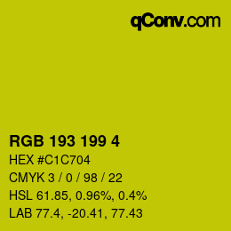 Color code: RGB 193 199 4 | qconv.com