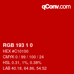 カラーコード: RGB 193 1 0 | qconv.com