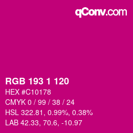 颜色代码: RGB 193 1 120 | qconv.com