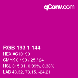 カラーコード: RGB 193 1 144 | qconv.com
