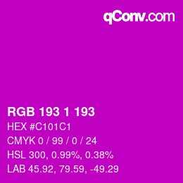 Color code: RGB 193 1 193 | qconv.com