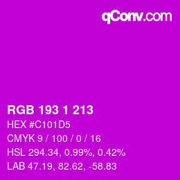 颜色代码: RGB 193 1 213 | qconv.com