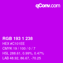 Color code: RGB 193 1 238 | qconv.com