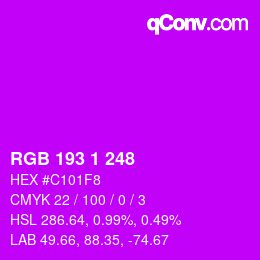 Color code: RGB 193 1 248 | qconv.com