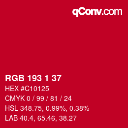 颜色代码: RGB 193 1 37 | qconv.com