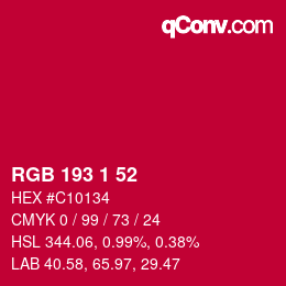 カラーコード: RGB 193 1 52 | qconv.com