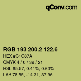 カラーコード: RGB 193 200.2 122.6 | qconv.com