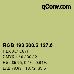 カラーコード: RGB 193 200.2 127.6 | qconv.com