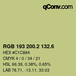 カラーコード: RGB 193 200.2 132.6 | qconv.com