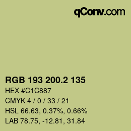 カラーコード: RGB 193 200.2 135 | qconv.com