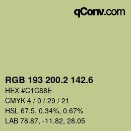 カラーコード: RGB 193 200.2 142.6 | qconv.com