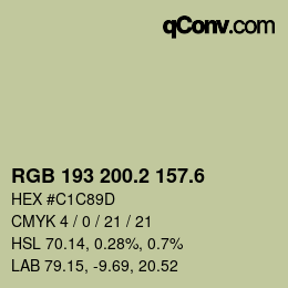 カラーコード: RGB 193 200.2 157.6 | qconv.com