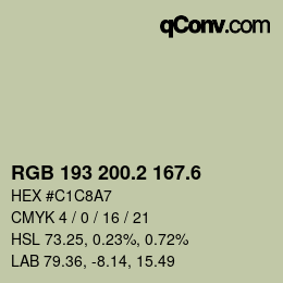 カラーコード: RGB 193 200.2 167.6 | qconv.com