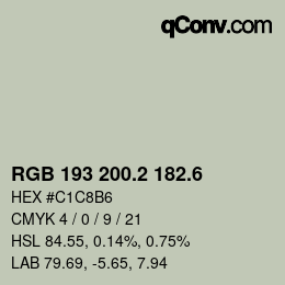 カラーコード: RGB 193 200.2 182.6 | qconv.com