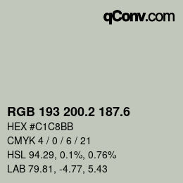 カラーコード: RGB 193 200.2 187.6 | qconv.com