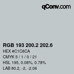 カラーコード: RGB 193 200.2 202.6 | qconv.com