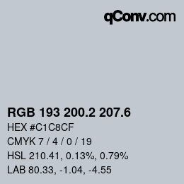 カラーコード: RGB 193 200.2 207.6 | qconv.com
