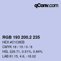 カラーコード: RGB 193 200.2 235 | qconv.com