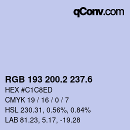 カラーコード: RGB 193 200.2 237.6 | qconv.com