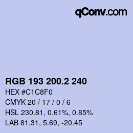 カラーコード: RGB 193 200.2 240 | qconv.com