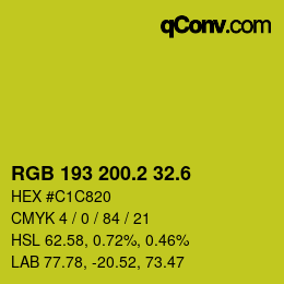カラーコード: RGB 193 200.2 32.6 | qconv.com
