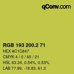 カラーコード: RGB 193 200.2 71 | qconv.com