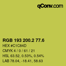 カラーコード: RGB 193 200.2 77.6 | qconv.com