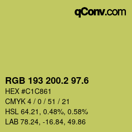 カラーコード: RGB 193 200.2 97.6 | qconv.com