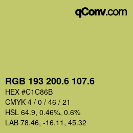 カラーコード: RGB 193 200.6 107.6 | qconv.com