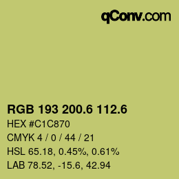 カラーコード: RGB 193 200.6 112.6 | qconv.com