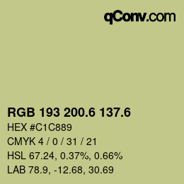 カラーコード: RGB 193 200.6 137.6 | qconv.com