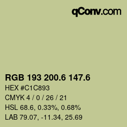 カラーコード: RGB 193 200.6 147.6 | qconv.com
