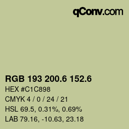 カラーコード: RGB 193 200.6 152.6 | qconv.com