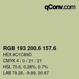 カラーコード: RGB 193 200.6 157.6 | qconv.com