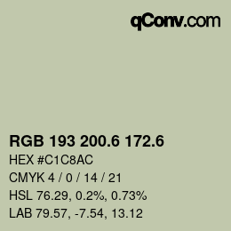 カラーコード: RGB 193 200.6 172.6 | qconv.com