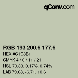 カラーコード: RGB 193 200.6 177.6 | qconv.com
