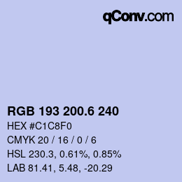 カラーコード: RGB 193 200.6 240 | qconv.com