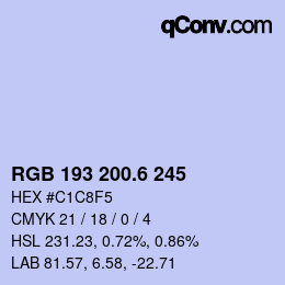 カラーコード: RGB 193 200.6 245 | qconv.com