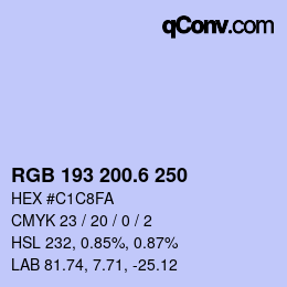 カラーコード: RGB 193 200.6 250 | qconv.com