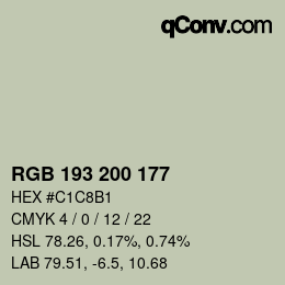 颜色代码: RGB 193 200 177 | qconv.com