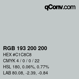 カラーコード: RGB 193 200 200 | qconv.com