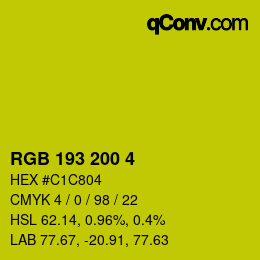 Color code: RGB 193 200 4 | qconv.com