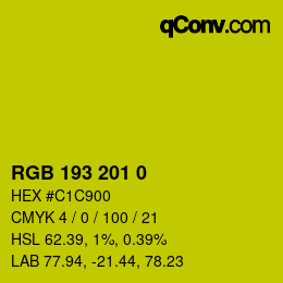 Color code: RGB 193 201 0 | qconv.com