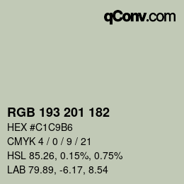 Color code: RGB 193 201 182 | qconv.com